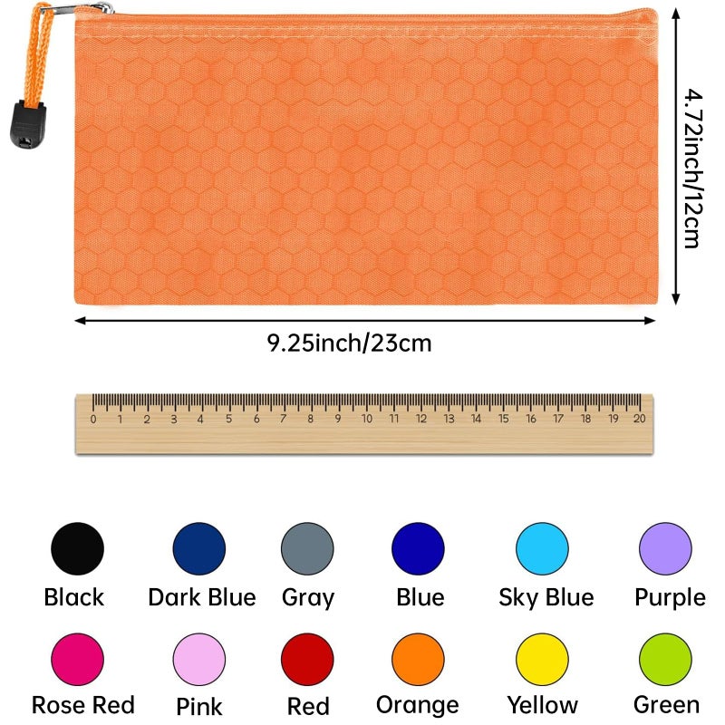 EOOUT 35pcs Zipper Pouches, Pencil Pouch Bill Size Pencil Case Waterproof Zipper Pouch Bags for Office Supplies and Travel Accessories in 12 Colors - Image 2